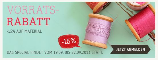 DaWanda Vorrats-Rabatt 15 Prozent Gretels Werke September 2013
