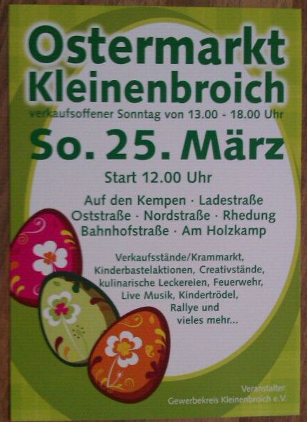 Flyer Ostermarkt Kleinenbroich 25. März 2011 Auf den Kempen Gewerbekreis Kleinenbroich e.V.